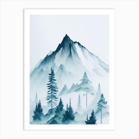 Mountain And Forest In Minimalist Watercolor Vertical Composition 71 Art Print