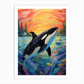 Surreal Orca Whale And Forest 1 Art Print
