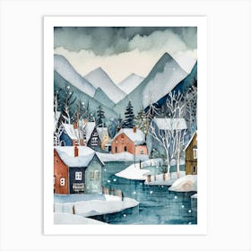 The Ethereal Beauty Of A Snow Covered Scandinavian Village Art Print