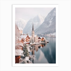 Dreamy Winter Painting Hallstatt Austria 3 Art Print