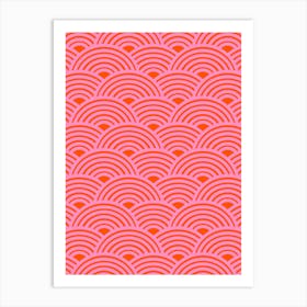 Pink And Orange Retro Waves Art Print