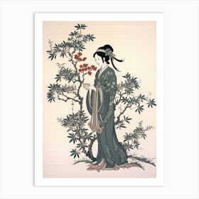 Yomogi Japanese Mugwort Vintage Japanese Botanical And Geisha Art Print