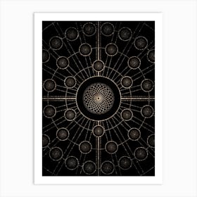 Geometric Glyph Radial Array in Glitter Gold on Black n.0420 Art Print