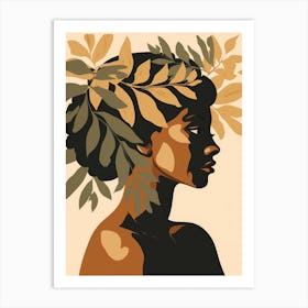 Portrait Of African Woman With Leaves 1 Art Print