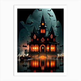 Halloween Haunted House Art Print