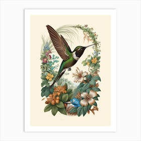 Hummingbird botanical flower beauty 17 Art Print