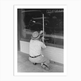 Window Sign Painter Preparing To Apply Letters, Crowley, Louisiana By Russell Lee Art Print