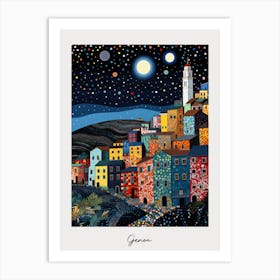 Poster Of Genoa, Italy, Illustration In The Style Of Pop Art 2 Art Print