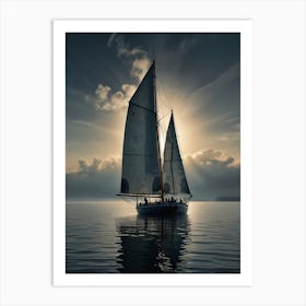 Sailboat At Sunset 1 Art Print