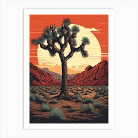  Retro Illustration Of A Joshua Tree At Sunset 4 Art Print