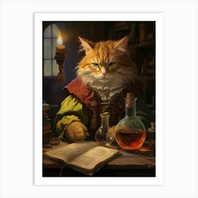 Alchemist Cat With Potions 4 Art Print