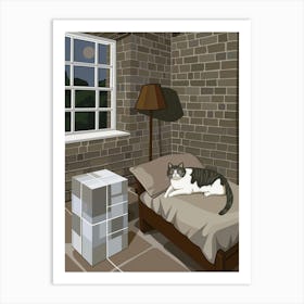 Cat In Bed Art Print