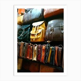 Leather Bags In A Shop Art Print