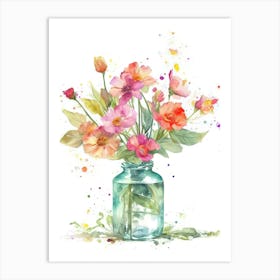 Watercolor Flower Vase 8 Art Print