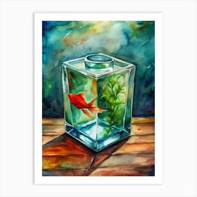 Goldfish In A Cube Art Print