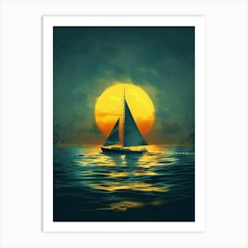 Sailboat At Sunset 32 Art Print