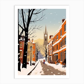 Retro Winter Illustration Richmond England 1 Art Print