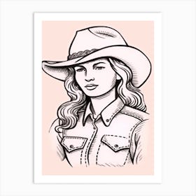 Cowgirl Portrait Pink 4 Art Print