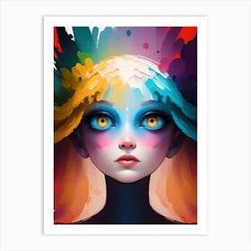 Girl With Colorful Hair 1 Art Print