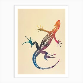 Colourful Rainbow Lizard Block Print 4 Art Print