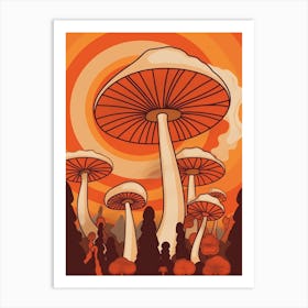 Retro Mushrooms 3 Art Print