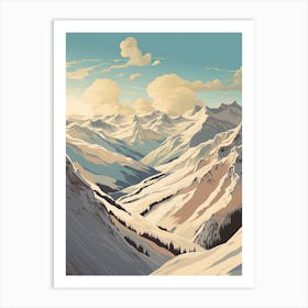 Les 3 Vallees   France, Ski Resort Illustration 3 Simple Style Art Print