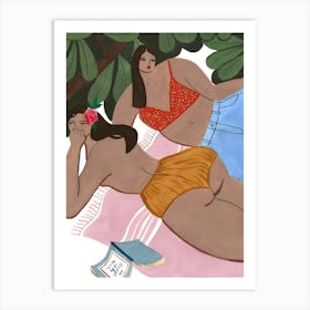 Two Women Relaxing In The Sun Art Print