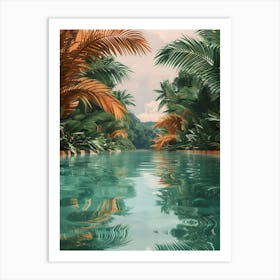 Tropical Landscape With Palm Trees Art Print