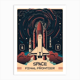 Space Vertical Rocket Night Star Sky Art Print