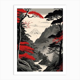 Japanese Mountain Forest Art Print