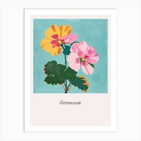 Geranium 1 Square Flower Illustration Poster Art Print