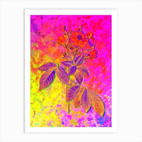 Boursault Rose Botanical in Acid Neon Pink Green and Blue n.0086 Art Print
