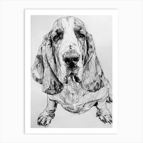 Basset Hound Line Sketch 4 Art Print