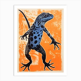 Lizard, Woodblock Animal Drawing 3 Art Print