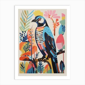 Colourful Scandi Bird Hawk 1 Art Print