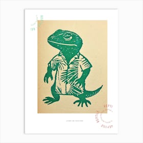 Lizard In A Floral Shirt Block 3 Poster Art Print