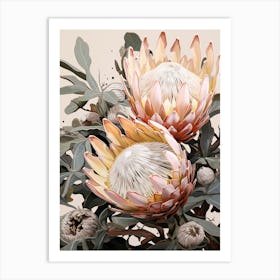 Flower Illustration Protea 2 Art Print