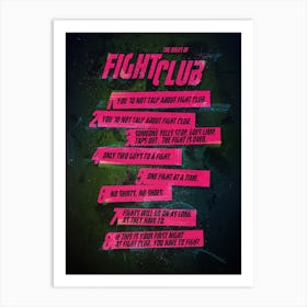 Fight Club Rules Art Print