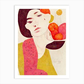Woman And Fruits Art Print
