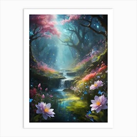 Mystical River Grove Art Print