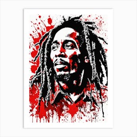 Bob Marley Portrait Ink Painting (14) Art Print