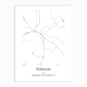 Vukovar,Croatia Minimalist Map Art Print