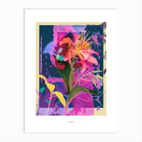 Lobelia 2 Neon Flower Collage Poster Art Print
