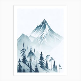 Mountain And Forest In Minimalist Watercolor Vertical Composition 40 Art Print