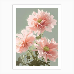 Dahlia Flowers Acrylic Painting In Pastel Colours 9 Art Print