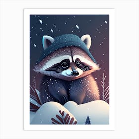 Snowy Raccoon Art Print