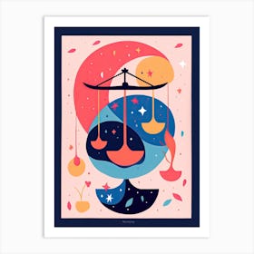 Libra Illustration Zodiac Star Sign 4 Art Print