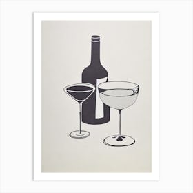 Corpse Reviver 2 Picasso Line Drawing Cocktail Poster Art Print