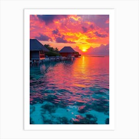 Sunset In The Maldives Art Print