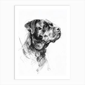 Rottweiler Dog Charcoal Line 2 Art Print